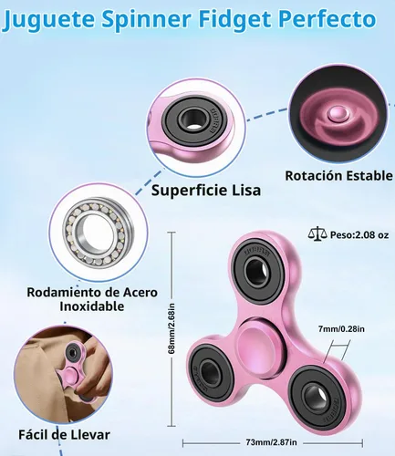 Vista 3 de ATESSON Fidget Spinner Toy Ultra Durable Acero Inoxidable Rodamiento de Alta Velocidad 2-5 Min Spins Material Metal Precisión Spinner EDC ADHD
