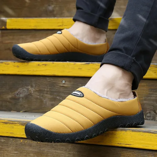 Vista 8 de UBFEN - Pantuflas cálidas de invierno para hombre y mujer con forro de felpa mullida, zapatos de casa con suela de goma antideslizante