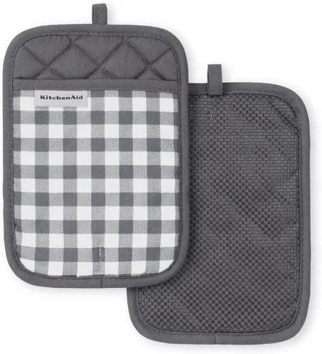 Vista 7 de KitchenAid Juego de 2 soportes para ollas a cuadros, cielo aguamarina, 7 x 10 pulgadas