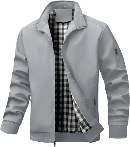 Vista 8 de Wizoat Chaqueta Bomber para Hombre Ligera Casual Cortavientos Chaquetas con Cremallera Abrigo