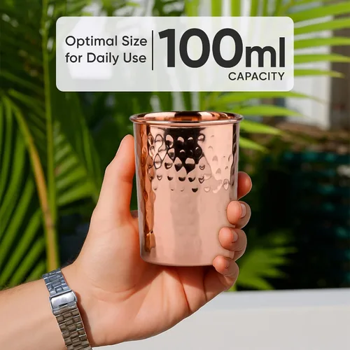 Vista 6 de Juego de 2 botellas de agua de cobre con vasos, botellas de cobre puro con acabado martillado de 34 onzas con vasos para beber, recipiente a prueba