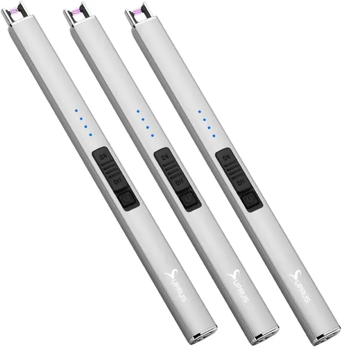 Vista 15 de SUPRUS Encendedor eléctrico de arco resistente al viento, sin llama, recargable por USB, con bloqueo de seguridad para velas, barbacoa, camping