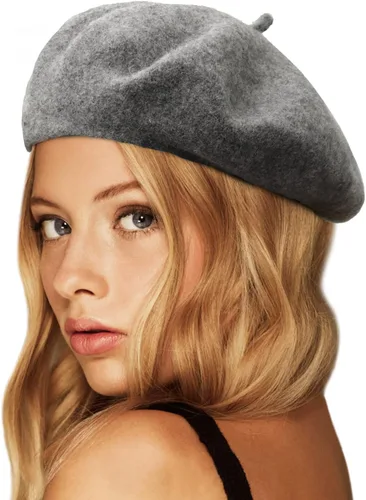 Vista 16 de Wheebo Boina de lana, color sólido, estilo francés, gorro cálido de invierno para mujeres y niñas Albaricoque