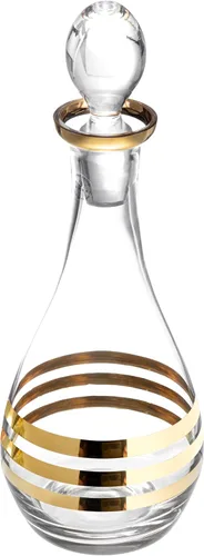Vista 7 de Decantador de vino de cristal con tapón - jarra - para rojo - blanco - vino - diseño dorado a rayas - cristal de 48 onzas - Hecho en Europa - por