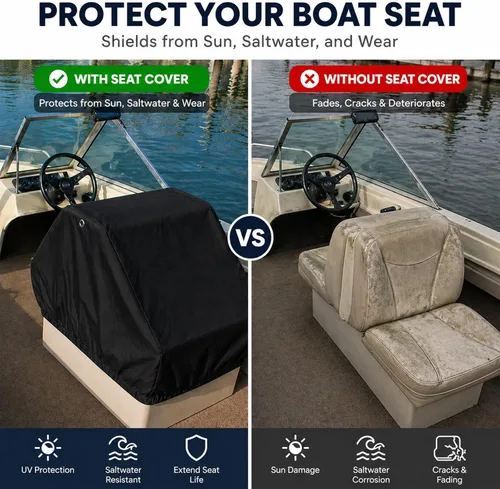 Vista 3 de Funda de asiento de barco, funda de almacenamiento de asiento doble espalda con espalda, protector de asiento impermeable, Oxford 420D de servicio