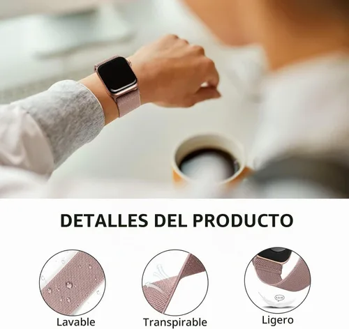 Vista 4 de 4 Pack Stretchy Solo Loop Compatible with Apple Watch Bands Women Men Negro/Rosa/Morado ahumado/Starlight 4Pack