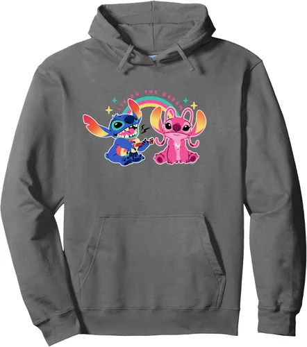 Vista 7 de Disney Sudadera con capucha Stitch and Angel Living the Dream, Negro, S