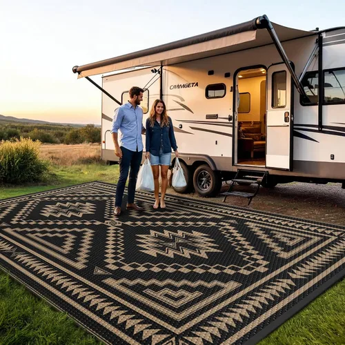 Vista 82 de GENIMO - Tapete de exterior para patio, 6 x 9 pies, impermeable, reversible, de plástico, para campamento, caravana, terraza, porche, cámper