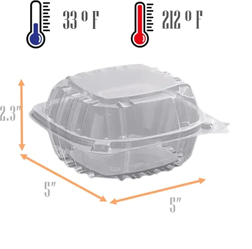 Vista 2 de Mr Miracle - Envases de almeja de plástico transparente desechables, resistentes a fugas y duraderos para entregas como Uber Eats, ideales
