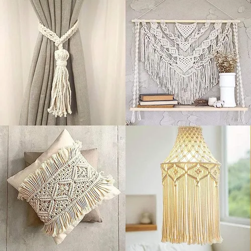 Vista 7 de Hilo de macramé, hilo de algodón beige, cuerda de algodón, cuerda de algodón Cordón de macramé natural para atrapasueños, manualidades, tejer A