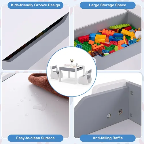 Vista 5 de Costzon Juego de mesa y silla para niños, mesa de actividades de madera 4 en 1 y 2 sillas con pizarra desmontable para arte, manualidades, dibujo