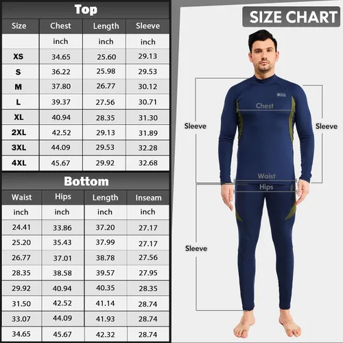 Vista 6 de romision Thermal Underwear for Men Long Johns Fleece Lined Hunting Gear Bottom Top Set Base Layer for Cold Weather XS-4XL