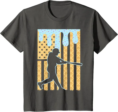 Vista 79 de Camiseta de béisbol Drip Boys Dripping Ice Cream Baseball American Flag, Negro -, Pequeña