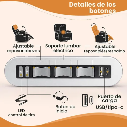 Vista 7 de FiveWillowise Mecedora eléctrica para guardería con reposabrazos ajustables Gris