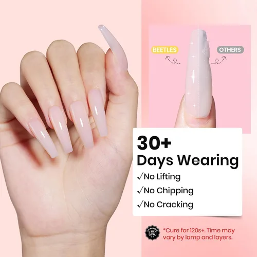 Vista 5 de Beetles Kit de Gel Duro para Uñas Clásico Neutro 3 Colores 9 en 1 Extensión de Uñas Esculpido de Alta Dureza para Profesionales de Salón Gel