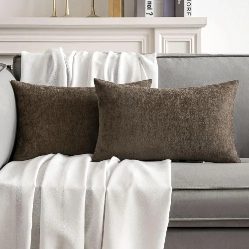 Vista 12 de MIULEE - Pack de 2 fundas de almohada decorativas beige de 16x16 pulgadas, cojines suaves de chenilla para sofá, fundas de cojín de estilo casa