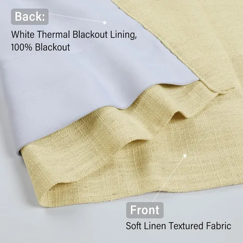 Vista 4 de Frelement Cortinas plisadas opacas completas para barra transversal y pista, cortinas texturizadas de lino para dormitorio, sala de estar, cortinas