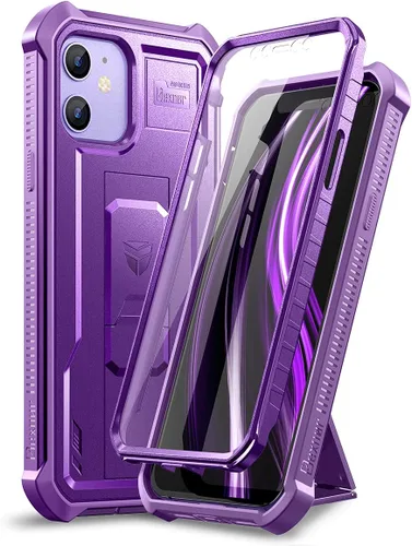 Vista 8 de Dexnor Funda para iPhone 12 y iPhone 12 Pro, [protector de pantalla y soporte integrados] Protección de grado militar resistente a prueba de golpes
