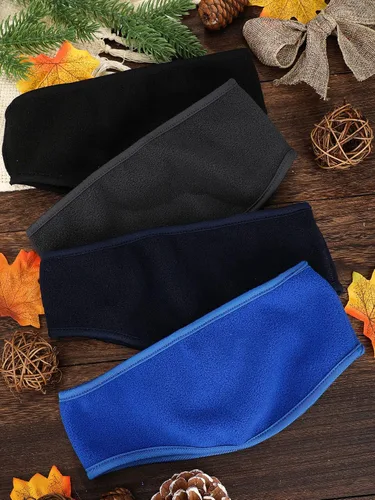 Vista 7 de WILLBOND 4 diademas elásticas para el invierno (negro, azul marino, azul brillante, gris oscuro, patrones clásicos)