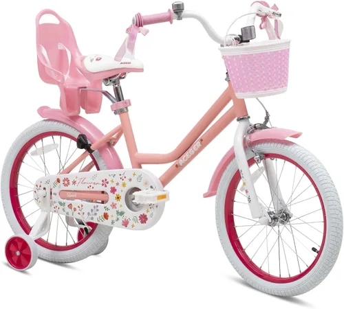 Vista 10 de ACEGER Girls Bike with Basket for Ages 2-12 Years Old Kids, 12 14 16 18 Inch with Training Wheels，Princess Style with Streamers, Handbrake & Coaster
