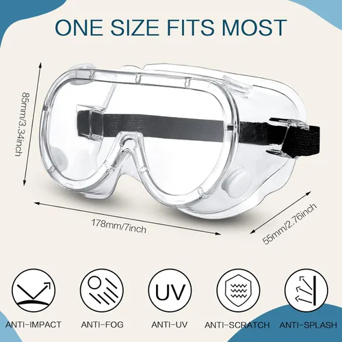 Vista 3 de Macarrie 50 gafas de seguridad antivaho a granel anti arañazos gafas de laboratorio para hombres mujeres enfermeras química médica trabajo
