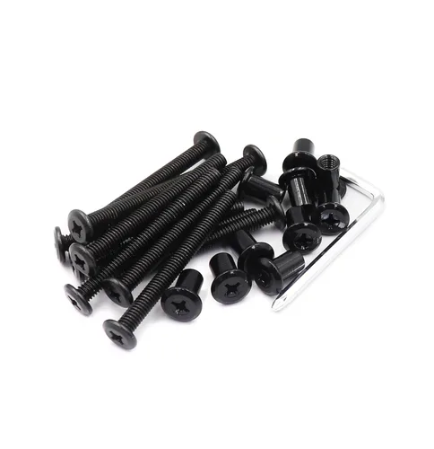 Vista 7 de Paquete de 10 tornillos de conexión Phillips M6 de 0.632 pulgadas, color negro, para muebles, camas y armarios