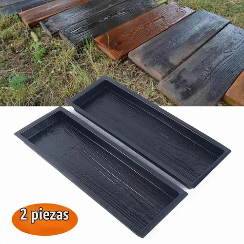 Vista 2 de Paquete de 2 tablas de madera con forma de molde de piedra escalonada, tablero de madera, molde de cemento de hormigón, fabricante de caminata