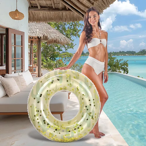 Vista 6 de POZA Flotador de Tubo Inflable para Piscina – Anillo de natación de confeti brillante, Tubo Inflable de Servicio Pesado Resistente a los Rayos UV