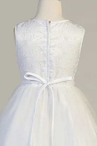 Vista 5 de Vestidos de Primera Comunión para Niñas 7-16 Vestido de Santa Comunión Blanco Vestidos de Primera Comunión para Niñas Plus