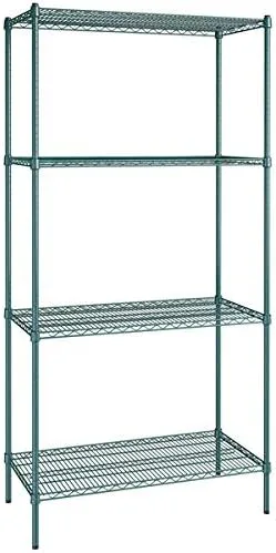 Vista 285 de Kit de 4 estantes de epoxi verde NSF de 21 x 72 pulgadas con postes de 86 pulgadas, estantería de almacenamiento resistente, kit de estantería