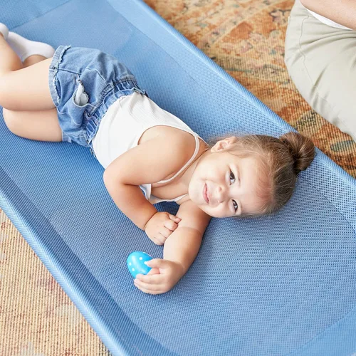 Vista 11 de ECR4Kids Stackable Cozy Cot with Storage and Name Tags, 6-Pack, Powder Blue Azul polvoriento
