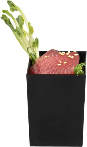 Vista 8 de Restaurantware Tazas de aperitivo de 3 onzas, 100 tazas inclinadas – Desechables pequeñas tazas de postre de plástico negro para mousses parfaits