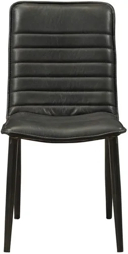 Vista 3 de Acme Hosmer - Silla auxiliar de cuero para comedor, color negro antiguo (juego de 2)