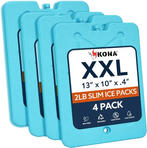 Vista 10 de Kona - Paquetes refrigerantes, no requieren hielo, reutilizables, de larga duración (-5C), grandes y delgados, se congelan en 25 minutos.
