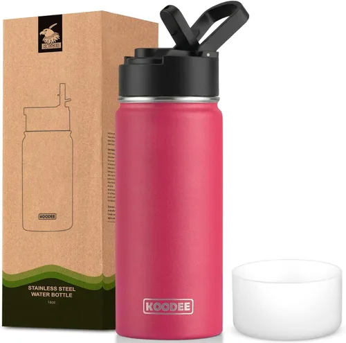 Vista 122 de koodee Botella de agua para niños, botella de agua de acero inoxidable de 12 onzas con aislamiento al vacío para la escuela, botella de agua de boca