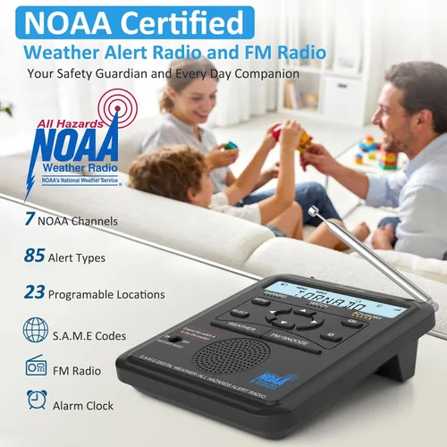 Vista 3 de DreamSky Radio meteorológica NOAA Alerta con batería de reserva y radio FM