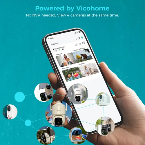 Vista 2 de Vicohome 2G6B - Cámara de seguridad solar 2K y timbre de video inteligente DB3 2K con timbre, no necesita NVR, funciona con pilas, fácil