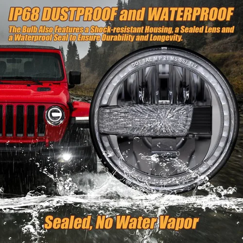 Vista 5 de 2023 Ultra brillo 7 pulgadas halo LED reflector redondo H6024 faro DRL haz alto y bajo estilo Bronco compatible con Jeep Wrangler TJ JK CJ Miata