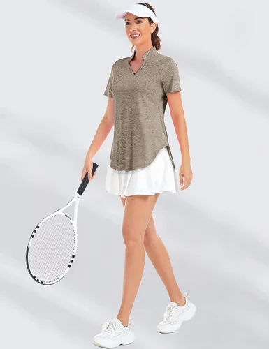Vista 8 de Stiehiok Camisetas de gimnasio de manga corta para mujer, camisetas de entrenamiento de secado rápido, camisetas atléticas de yoga y golf