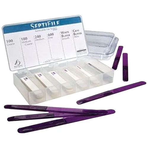 Vista 6 de Backscratchers SeptiFile - Bandeja de almacenamiento de 6 unidades, limas de uñas reemplazables de doble cara, color blanco y gris