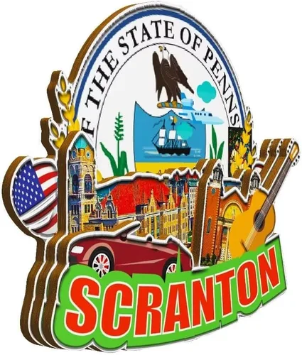 Vista 2 de Scranton Pennsylvania USA - Imán de madera para nevera 3D, monumentos coleccionables de viaje, decoración hecha a mano -1825
