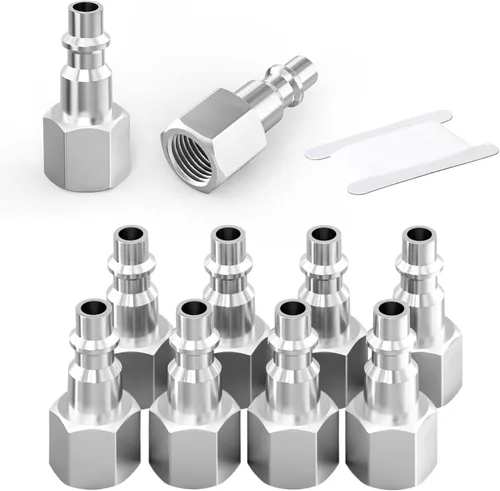 Vista 9 de Accesorios de aire industriales macho NPT de 1/4 pulgadas, accesorios de aire de conexión rápida de latón, enchufe de accesorios para compresores