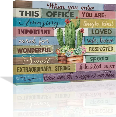Vista 18 de At In This Office - Arte de pared inspirador para oficina, citas motivacionales, imágenes, lienzo, arte de pared con texto en inglés, We Are A Team