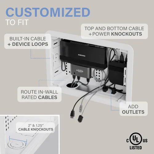 Vista 4 de Legrand - OnQ ENP0905NAV1 – manejo de cableado, caja de multimedia de pared, recinto de cableado estructurado de doble propósito con soporte