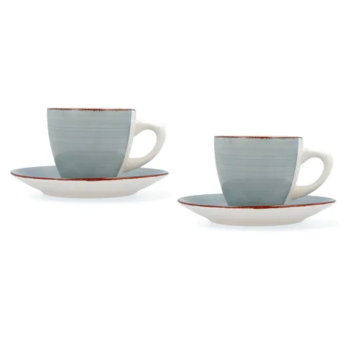 Vista 5 de Juego de Tazas con Platos Quid Vita Morning Azul Cerámica (4 Piezas) (6 Unidades)