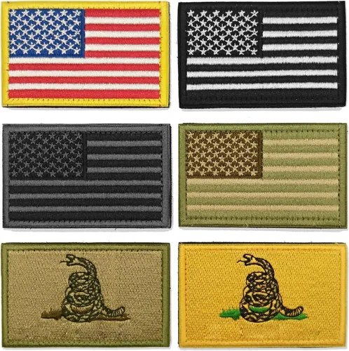 Vista 8 de WZT Parche de velcro con la bandera estadounidense, 6 unidades Amarillo