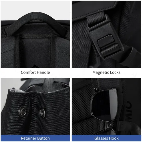 Vista 8 de OIWAS Mochila para hombre, mochila para laptop de 16 pulgadas para hombres con hebilla magnética, mochila de viaje resistente al agua para laptop