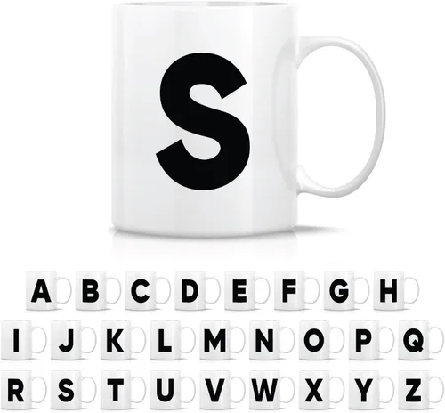 Vista 24 de Retreez Taza con monograma con monograma del alfabeto de la A a la Z con inicial, tazas de café de cerámica de 11 onzas – Agradecimiento