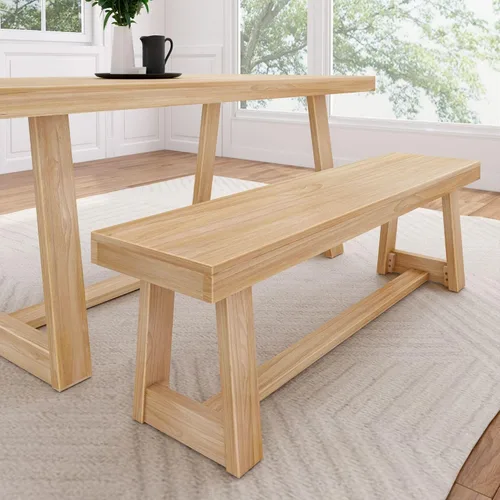 Vista 9 de Plank+Beam - Mesa de comedor de 48 pulgadas estilo granja, mesa de cocina rústica de madera maciza, mesa de comedor para el comedor, mobiliario