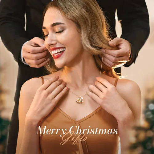 Vista 2 de CDE - Collares con colgante de corazón para mujer, tono de plata y oro rosa, piedra natal para Día de la Madre, San Valentín, cumpleaños